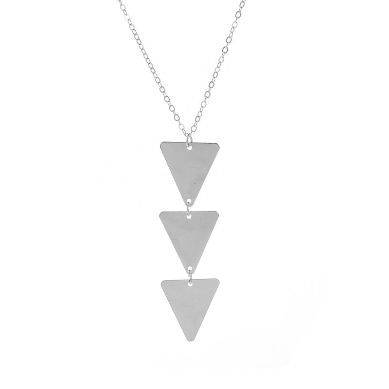 European and American fashion accessories Long chain metal smooth triangle piece pendant necklace Simple jewelry wholesale