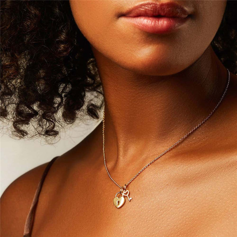 New Lock Key Alloy Pendant Necklace