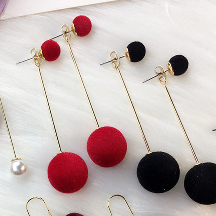 Fashion temperament woolen ball earrings earrings