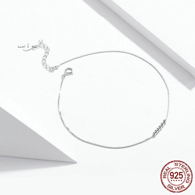 Sterling Silver Anklet Platinum Plated Simple Fashion