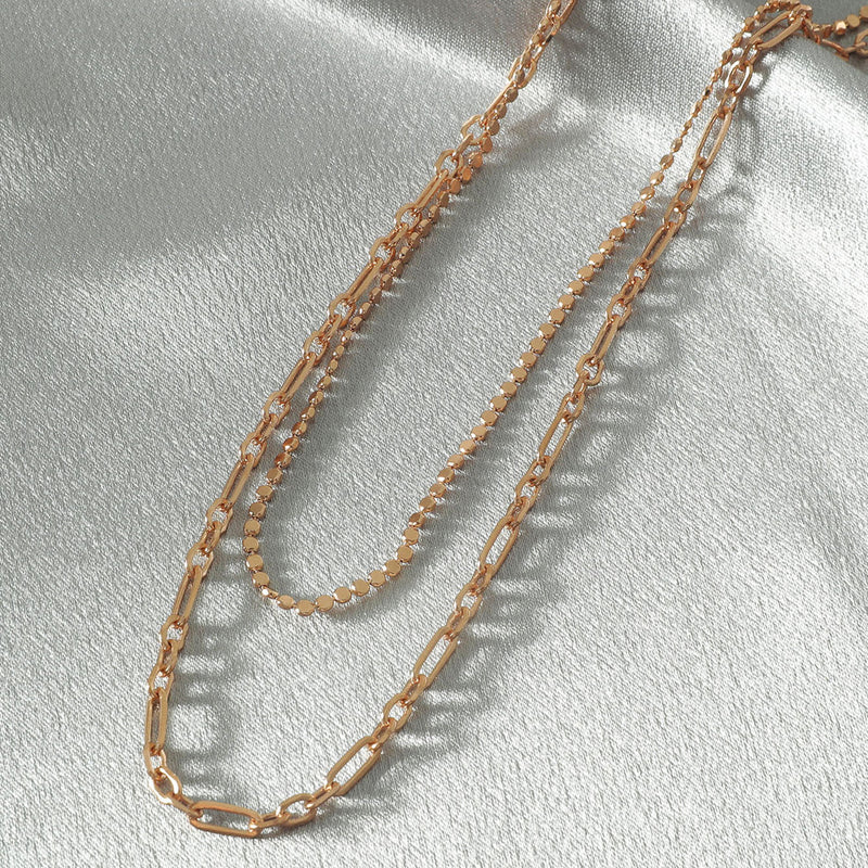 New Double Layered Necklace Cold Wind Metal Multilayer Chain Clavicle Chain