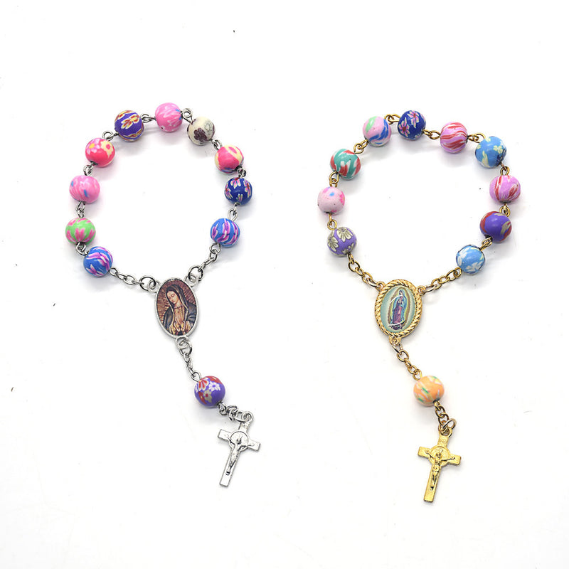 Colored Soft Ceramic Beads Rosary Bracelet Christian