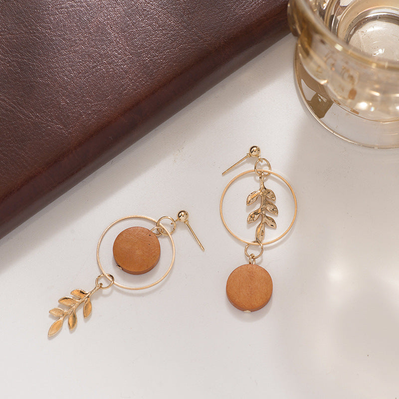 Japanese Simple Temperament Wood Earrings