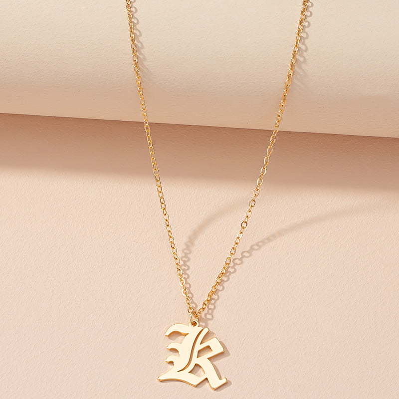 Retro Personality Design Sense 26 English Alphabet Necklace Female