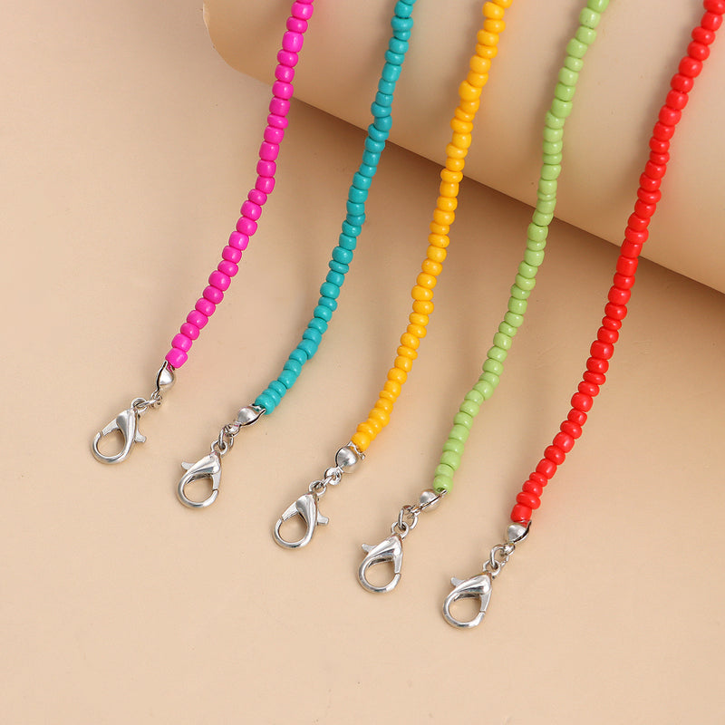 Colorful Rice Beads Letter LOVE Flower Necklace Women