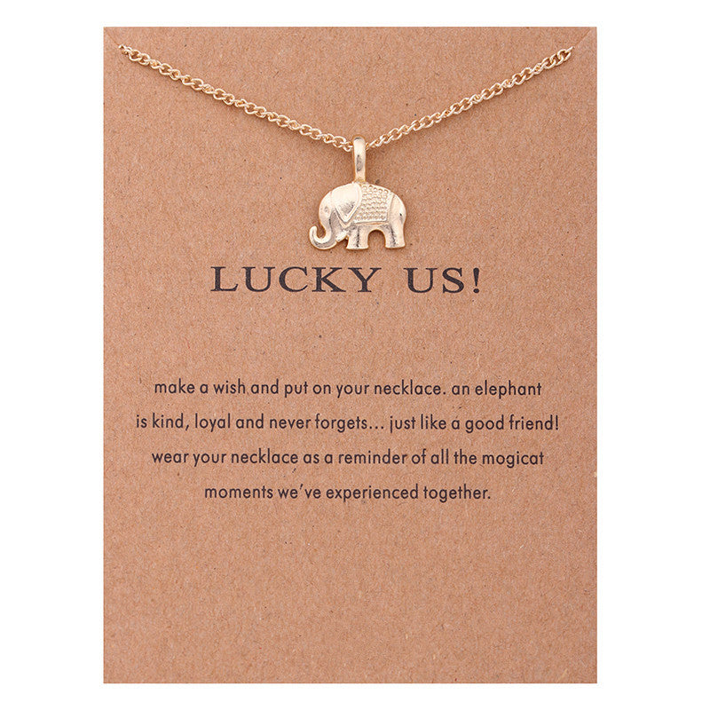 Lucky Elephant Anchor Horseshoe Wings Bow Necklace Clavicle Chain