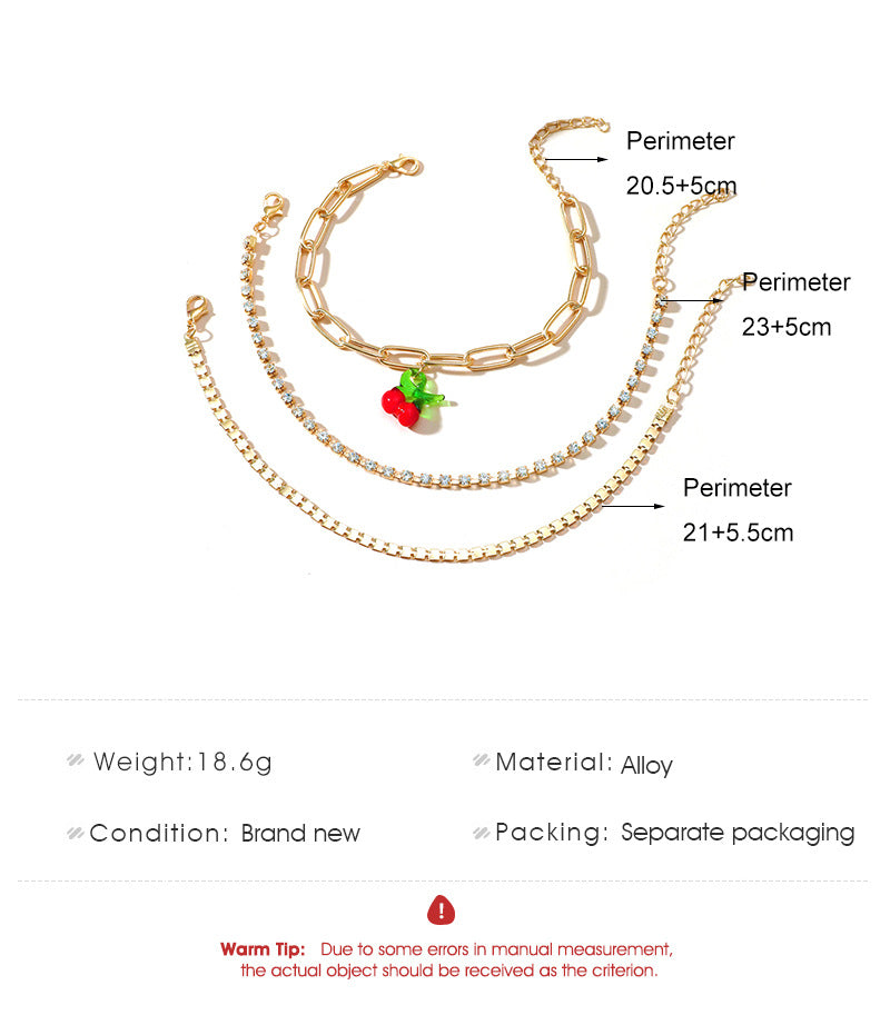 Three-Piece Anklet Ins Fashion Sweet Chain Foot Ornaments