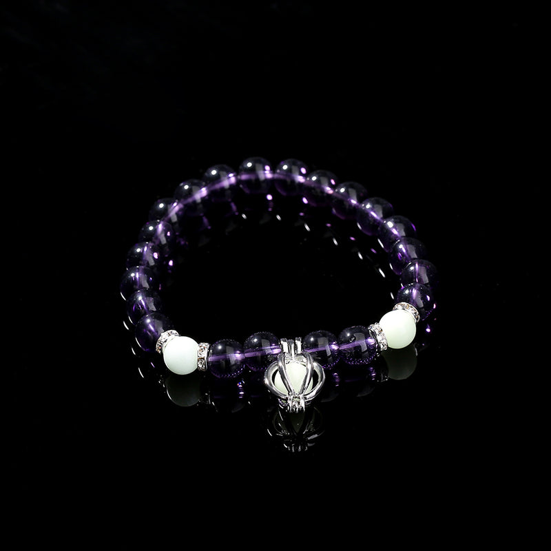 Purple Glass Bead Luminous Pumpkin Bracelet