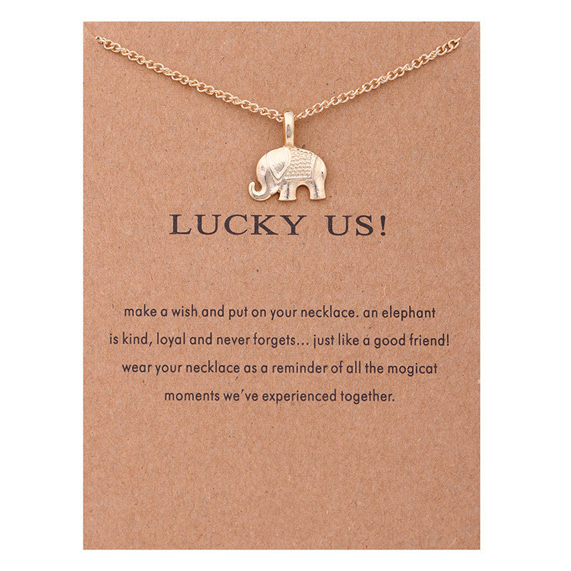 Lucky Elephant Anchor Horseshoe Wing Bow Necklace