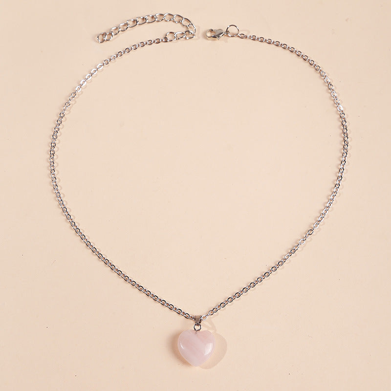 Korean Simple Natural Stone Heart-shaped Necklace Women