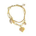 Women's Double Layer Freshwater Pearl & Diamond Love Bracelet