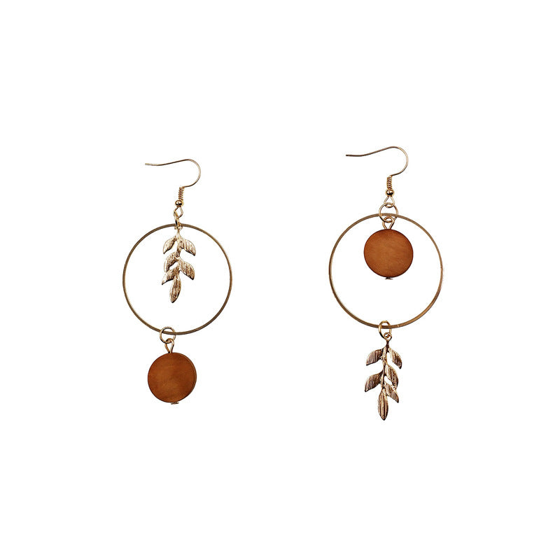 Fashion Creative Personality Leaf Wood Earrings