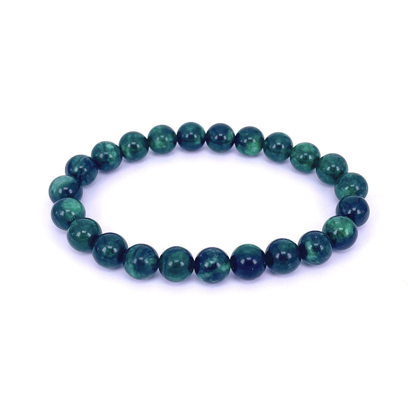 Dry Bluestone Beaded Stretch Bracelet Dark Green