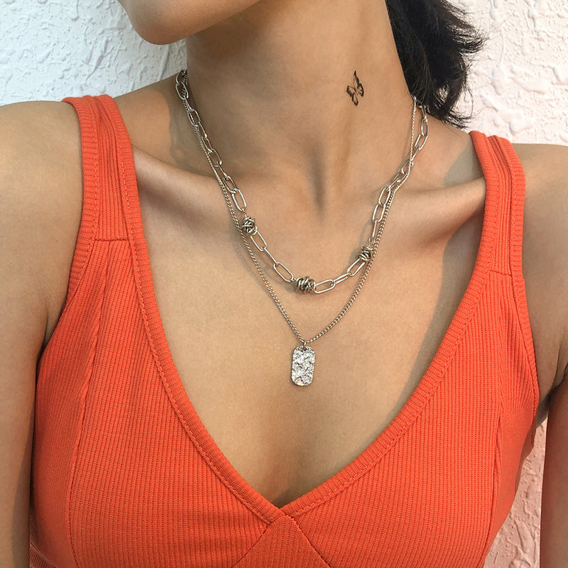 Simple New Necklace Women's Geometric Square Brand Retro Creative Clavicle Chain