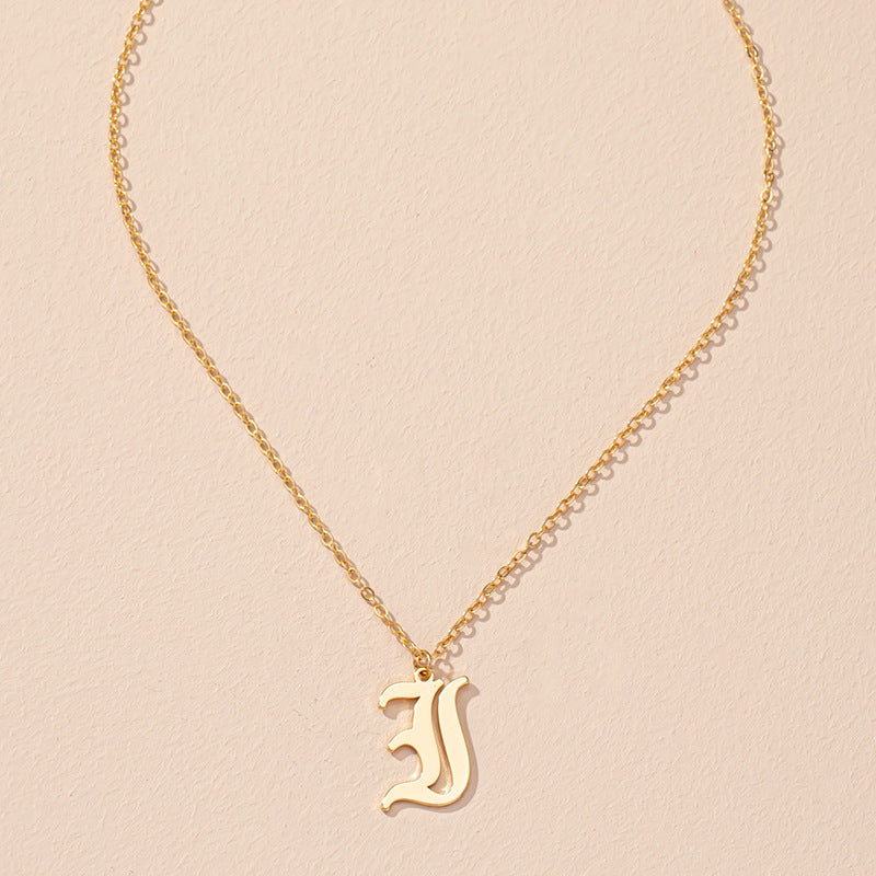 Retro Personality Design Sense 26 English Alphabet Necklace Female