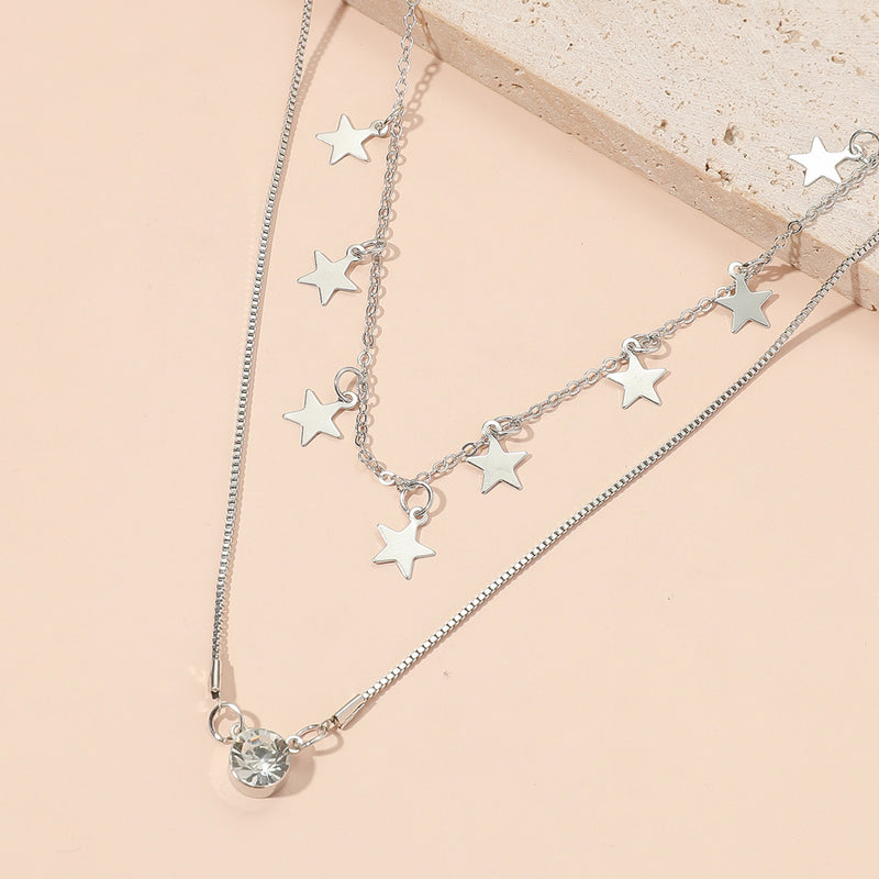 Necklace Simple Star Pentagram Pendant Diamond Necklace Clavicle Chain