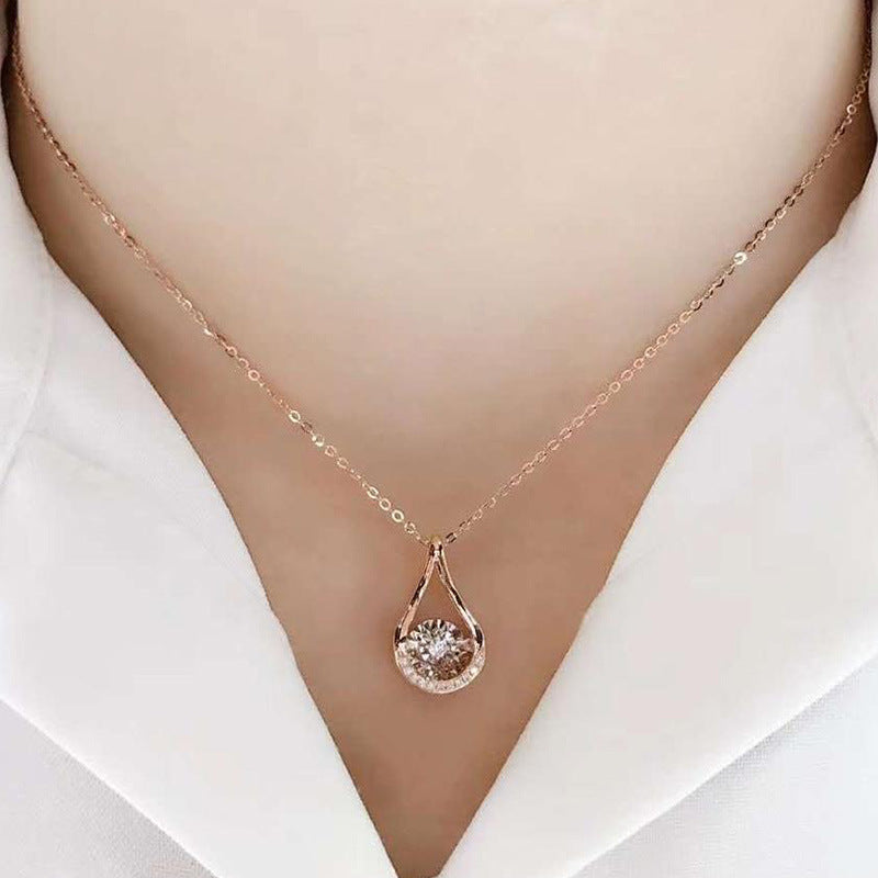 Fashion Simple Copper Drop Zircon Necklace