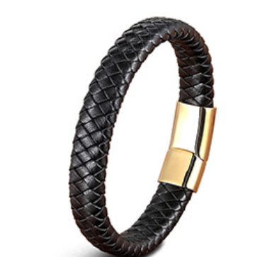 Stainless Steel Bracelet Fashion Couple Braided Leather Cord