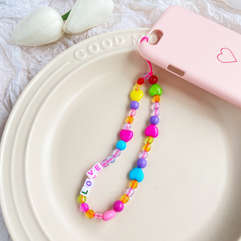 Colored Clay Mobile Phone Lanyard Fruit Flower Heart Star Beaded