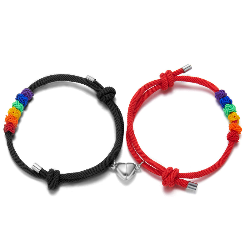Couple Alloy Magnetic Buckle Bracelet Rainbow Pineapple Knot