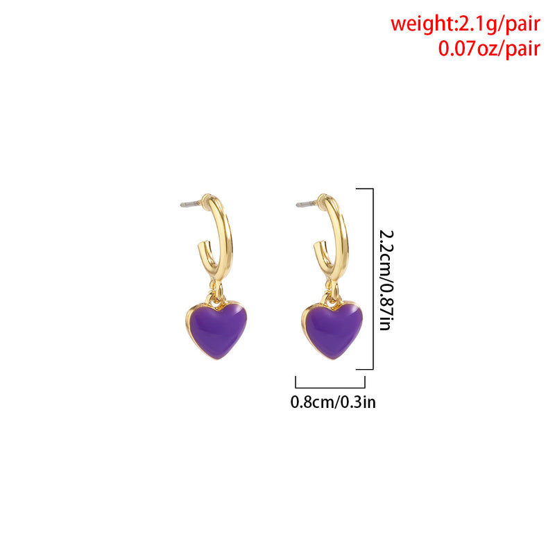 Pastoral Style Alloy Drop Oil Love Earrings Jewelry