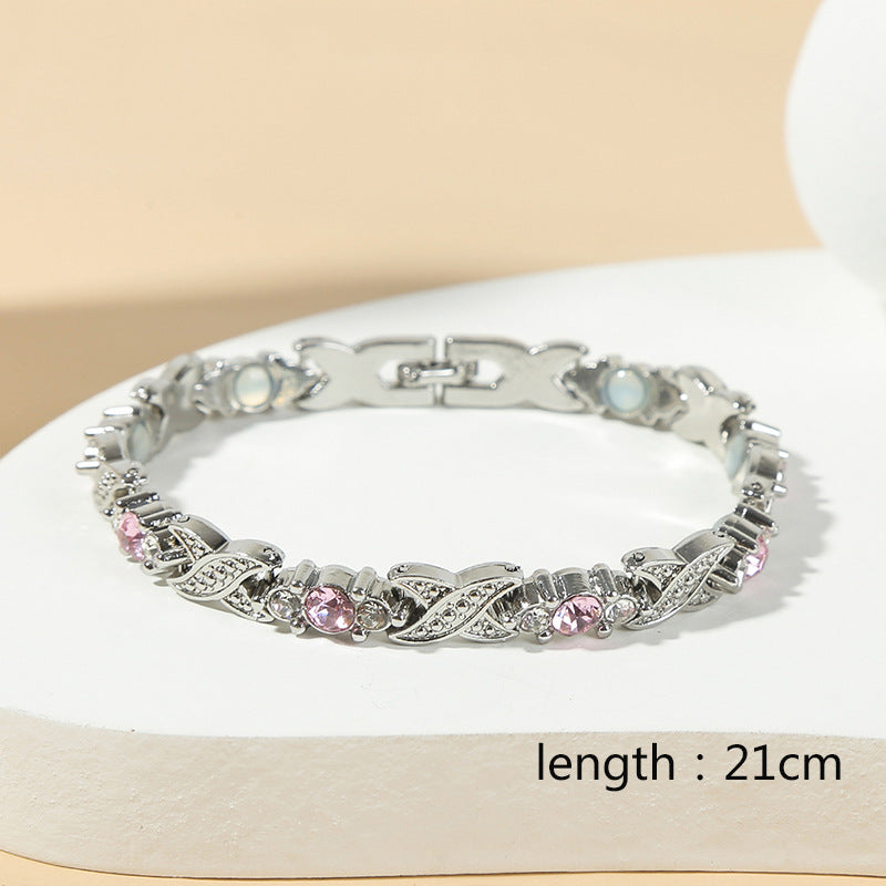 Ladies' Interlocking Gold And Diamond Magnet Bracelet