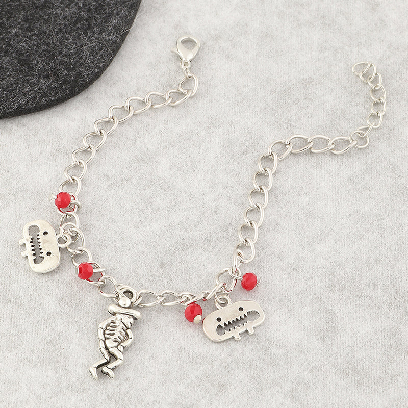 Hip Hop Punk Style Rice Bead Skull Bracelet