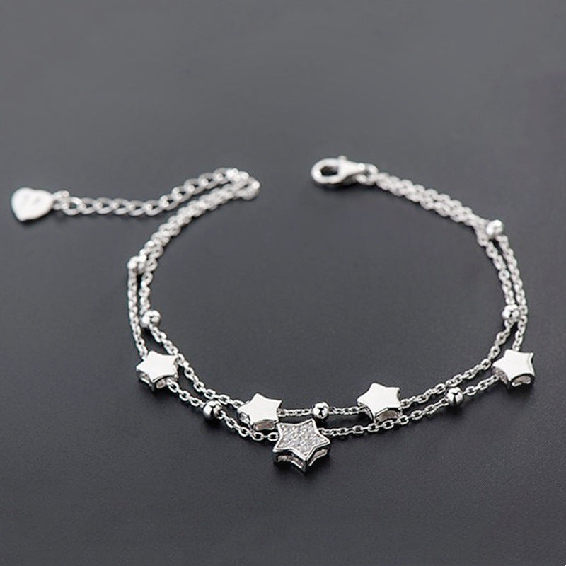 Silver-plated Bracelet Double-layer Five-pointed Star Bracelet