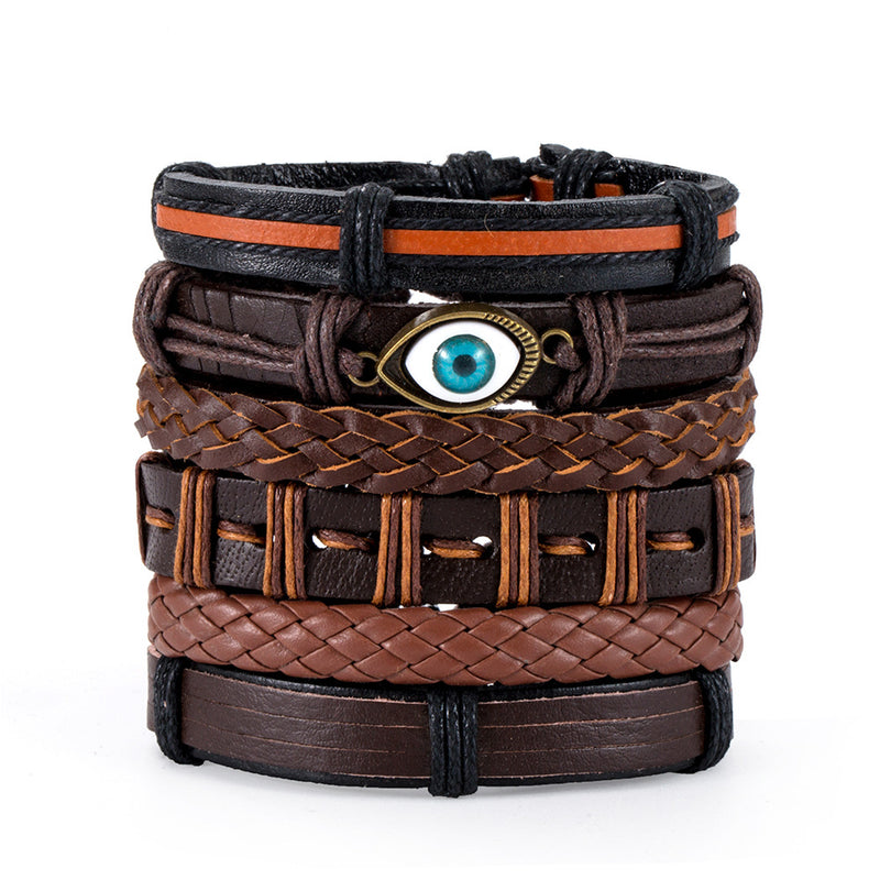 Vintage Men's Leather Bracelet European And American Woven Suit Carrying Strap