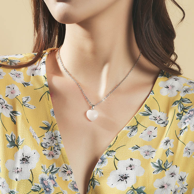 Korean Simple Natural Stone Heart-shaped Necklace Women