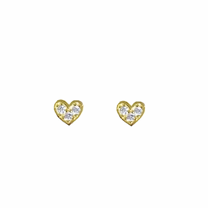 Mini Love Ear Stud South Korean Zircon