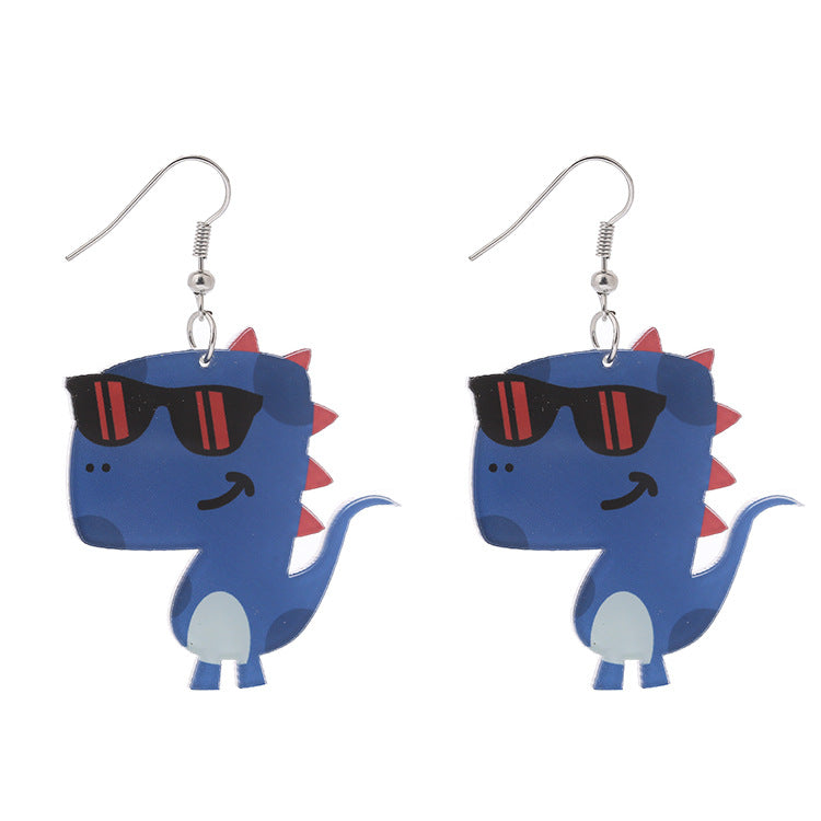 Creative Handmade Acrylic Cartoon Dinosaur Earrings