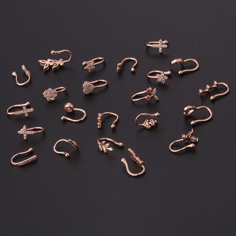 New Micro-inlaid Zircon U-shaped Nose Ear Bone Clip