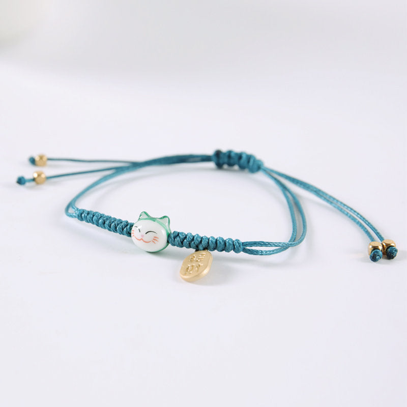 Red String Woven Lucky Cat Bracelet