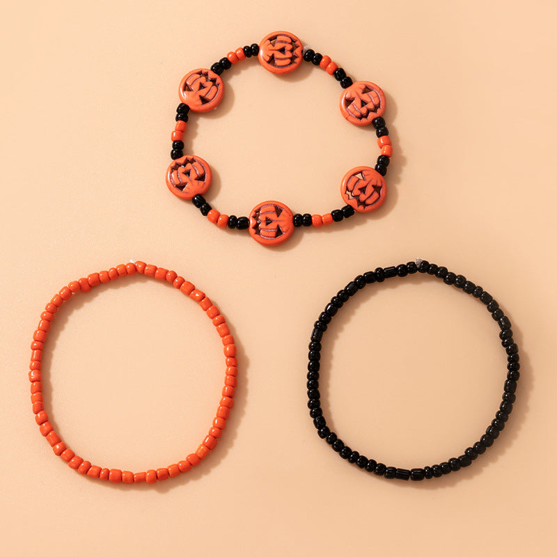 Simple Bead Pumpkin Head Geometric 3-piece Bracelet