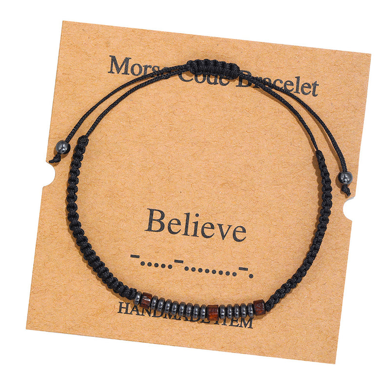 Morse Code Alphanumeric Couple Braided Bracelet