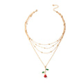 Rose Flower Dripping Oil Alloy Multilayer Necklace