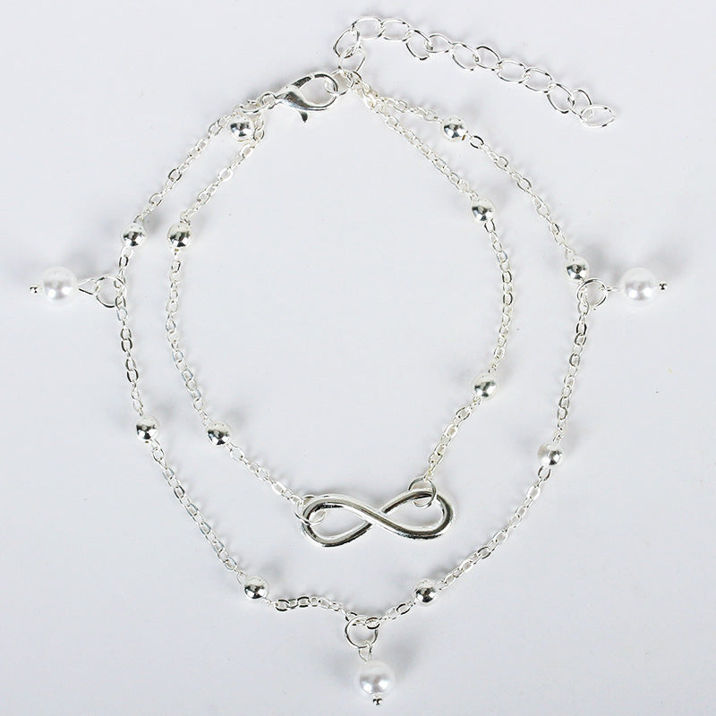 Women's Fashion Simple Pearl Alloy Anklet