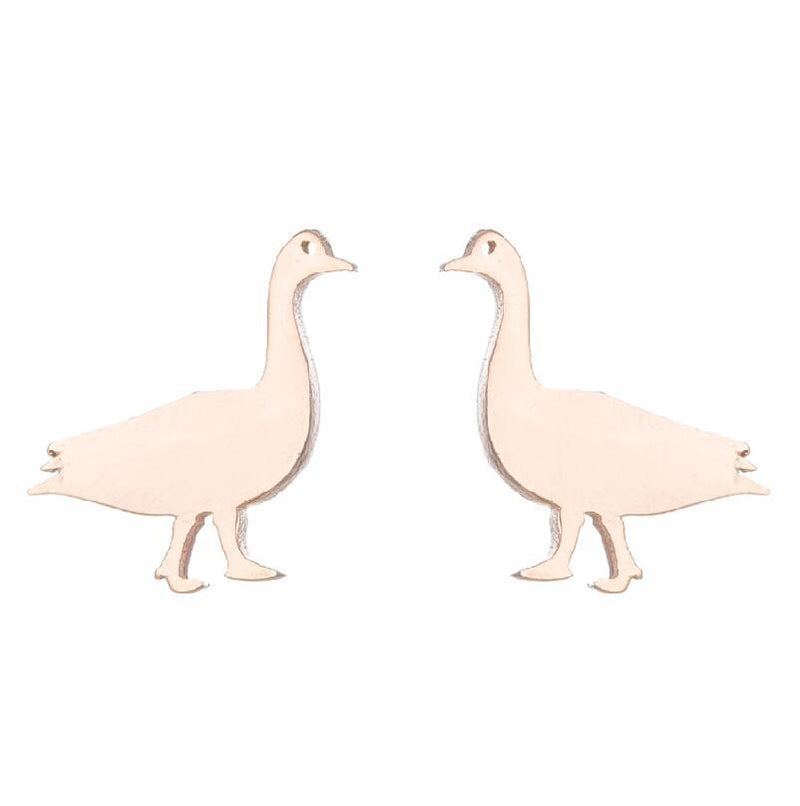 Electroplated Stainless Steel Korean Retro Swan Rabbit Earrings