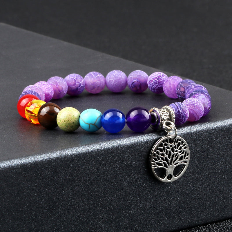 Creative 8mm Beads Tree Of Life Pendant Bracelet