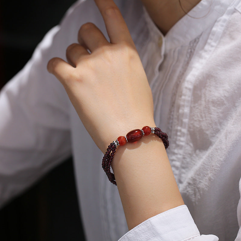 Fashion Personality Natural Three-in-One Garnet Bracelet