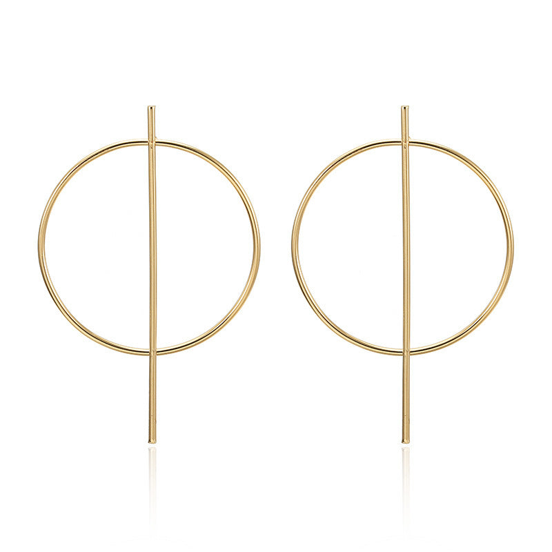 Geometric metal round earrings