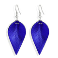 Leaf-shaped leather earrings