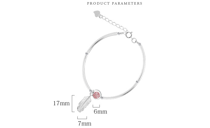 Strawberry Feather Pendant Bracelet