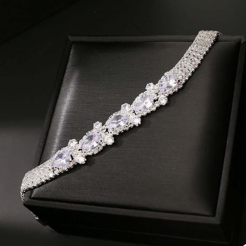 Water Drop Zircon Bracelet Women Full Diamond Super Flash Fashion Bracelet Bridal Jewelry