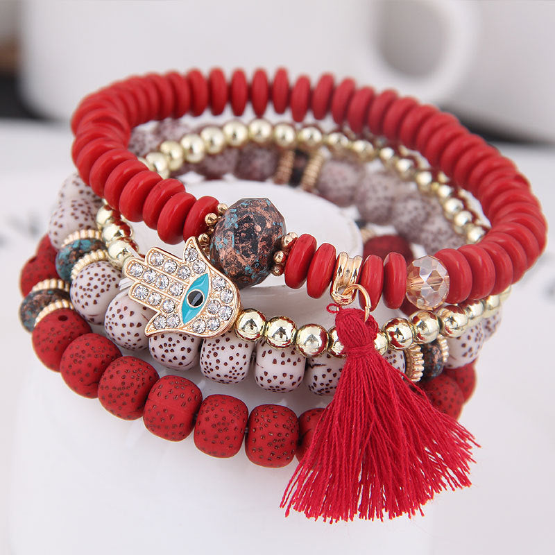 Bohemian spring and summer multi-layer stretch rope handmade beaded bracelet