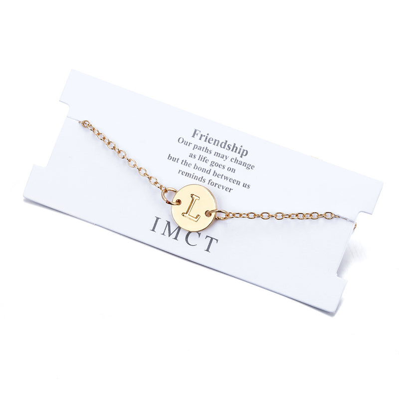 DIY Letter Bracelet Anklet Gold Small Circle Glossy Letter Bracelet