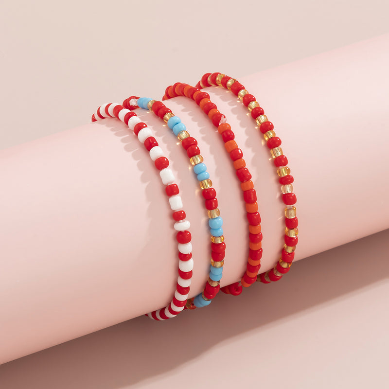 Women's Ethnic Style Contrasting Color Stacked Rice Beads  Bracelet