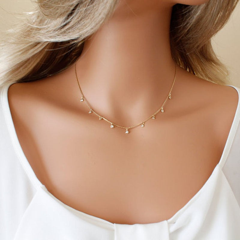 Simple Small Diamond Pendant Ladies Clavicle Chain