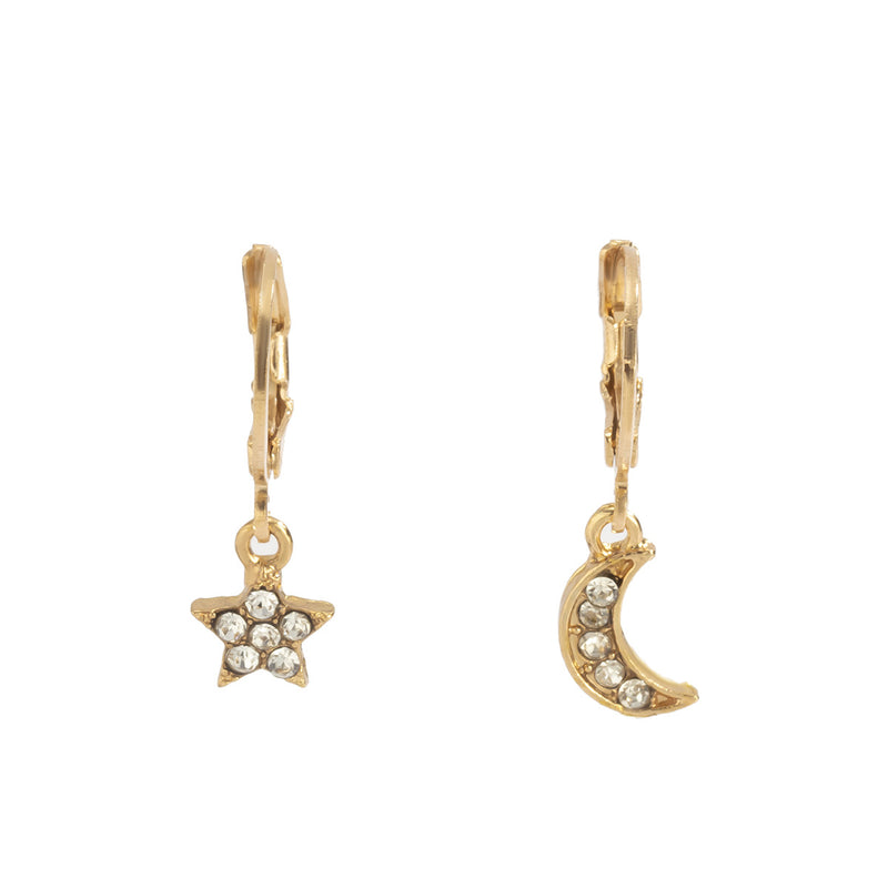 Simple Temperament Star Moon Small Love Earring Set